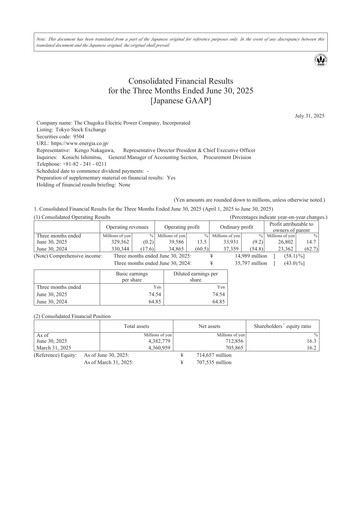 Thumbnail The Chugoku Electric Power Quarterly Report 2026-q1