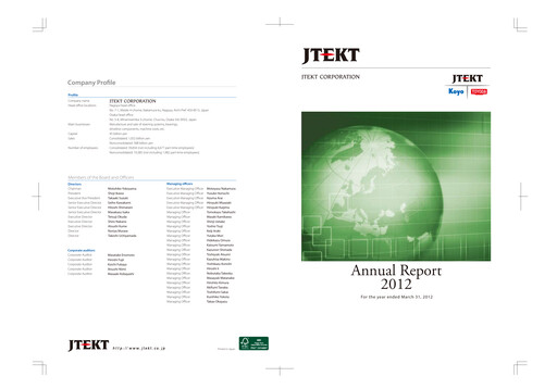 Thumbnail JTEKT Corporation Annual Report 2012