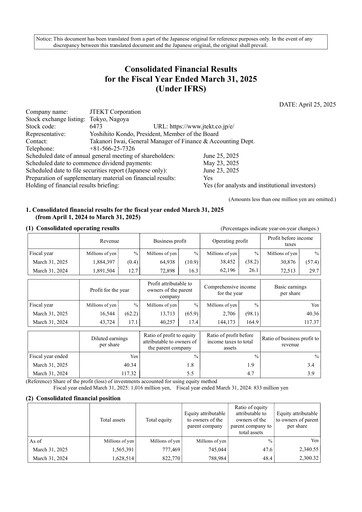 Thumbnail JTEKT Corporation Financial Statement fy2025
