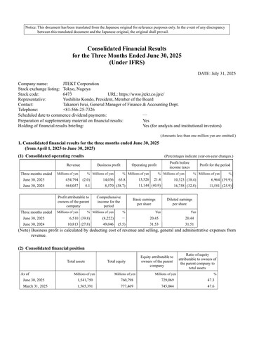 Thumbnail JTEKT Corporation Quarterly Report 2025-q1