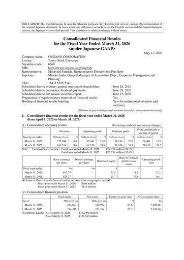 Thumbnail Organo Corporation Financial Report 2026