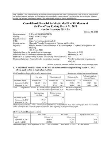 Thumbnail Organo Corporation Half-year Report 2023-h1