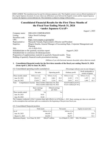 Thumbnail Organo Corporation Quarterly Report 2024-q1