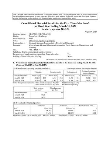 Thumbnail Organo Corporation Quarterly Report 2026-q1