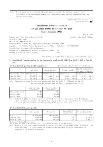 Thumbnail Fuyo General Lease Quarterly Report 2026-q1