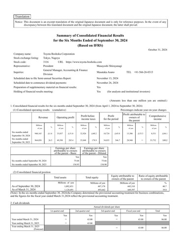 Thumbnail Toyota Boshoku Corporation Half-year Report 2025-h1