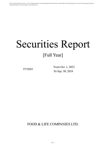Thumbnail Food & Life Companies Financial Report fy2024
