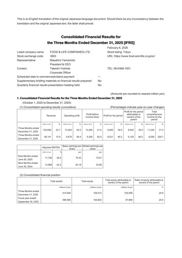 Thumbnail Food & Life Companies Quarterly Report 2026-q1