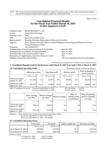 Vorschaubild Keihan Holdings Finanzbericht 2025