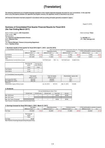 Miniature JGC Holdings Rapport trimestriel 2016-q1