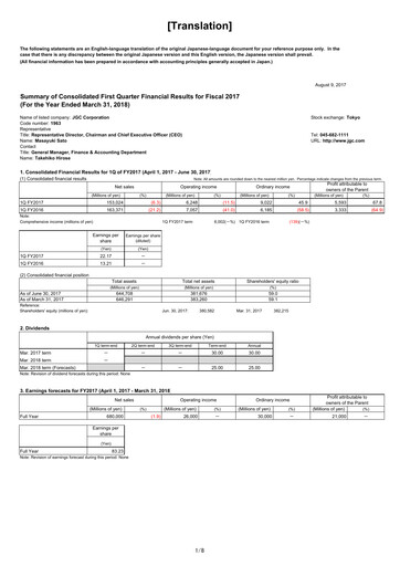 Miniature JGC Holdings Rapport trimestriel 2017-q1