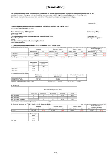 Miniature JGC Holdings Rapport trimestriel 2019-q1