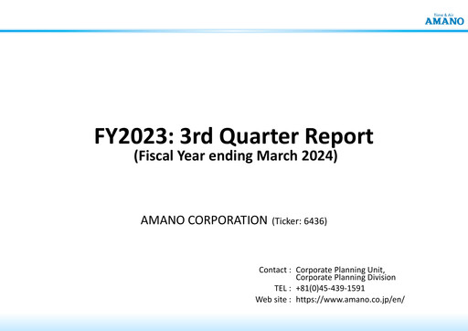 Thumbnail Amano Corporation Quarterly Report 2023-q3