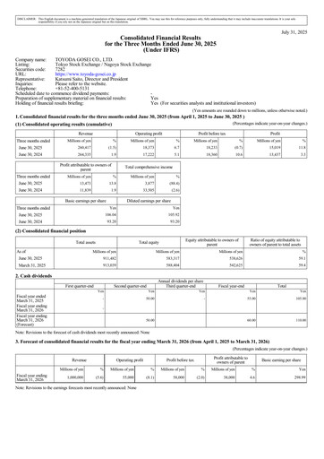 Thumbnail Toyoda Gosei Quarterly Report 2026-q1