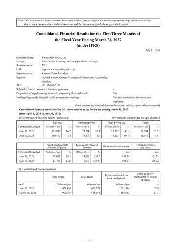 Thumbnail Toyoda Gosei Quarterly Report 2027-q1