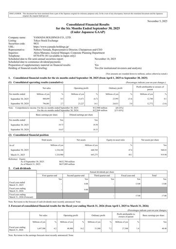 Miniature Yamada Holdings Rapport semestriel 2026-h1