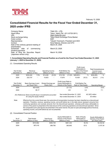 Vorschaubild THK Co. Finanzmitteilung 2025
