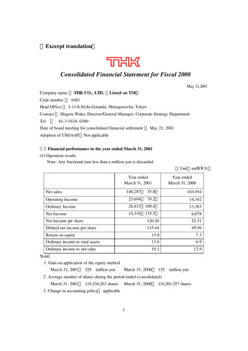 Thumbnail THK Co. Financial Statement fy2000