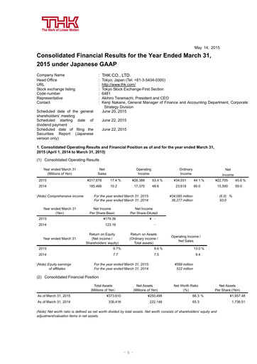 Thumbnail THK Co. Financial Statement fy2015