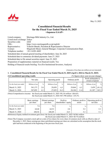 Thumbnail Morinaga Milk Industry Financial Report 2024-2025