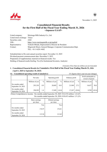 Thumbnail Morinaga Milk Industry Half-year Report 2025-h1