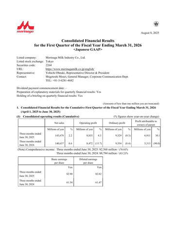 Thumbnail Morinaga Milk Industry Quarterly Report 2025-q1