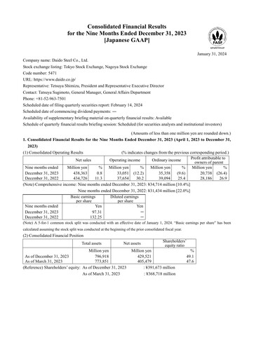 Vorschaubild Daido Steel Quartalsbericht 2023-q3