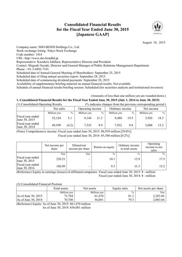 Thumbnail SHO-BOND Holdings Financial Statement fy2015