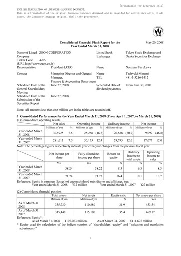 Thumbnail Zeon Corporation Financial Statement fy2007