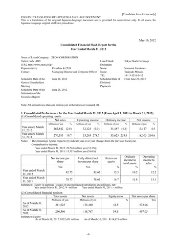 Thumbnail Zeon Corporation Financial Statement fy2011