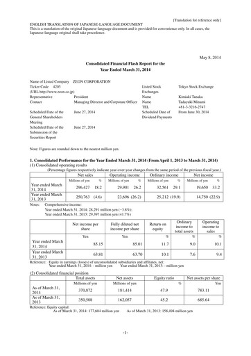 Thumbnail Zeon Corporation Financial Statement fy2013