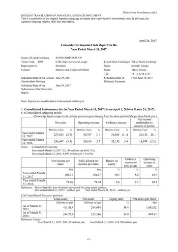 Thumbnail Zeon Corporation Financial Statement fy2016