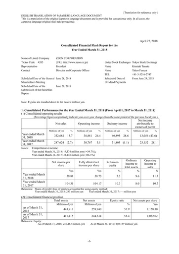 Thumbnail Zeon Corporation Financial Statement fy2017