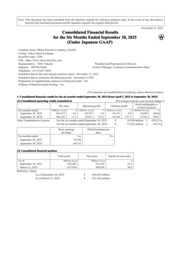 Vorschaubild Mitsui Mining & Smelting Halbjahresbericht 2025-h1