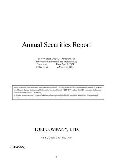 Thumbnail Toei Company Annual Report fy2025