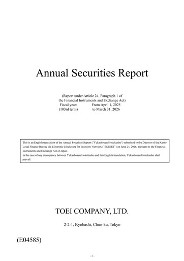 Thumbnail Toei Company Annual Report fy2026