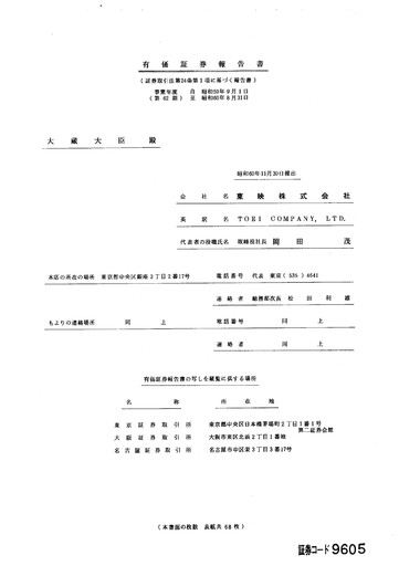 Miniature Toei Company Rapport annuel fy1985