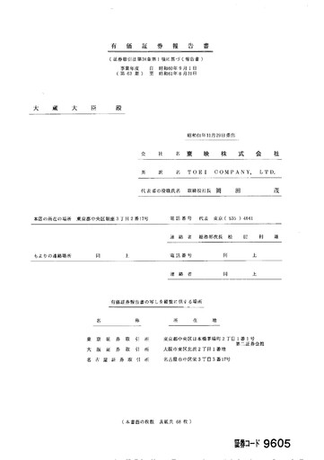 Miniature Toei Company Rapport annuel fy1986