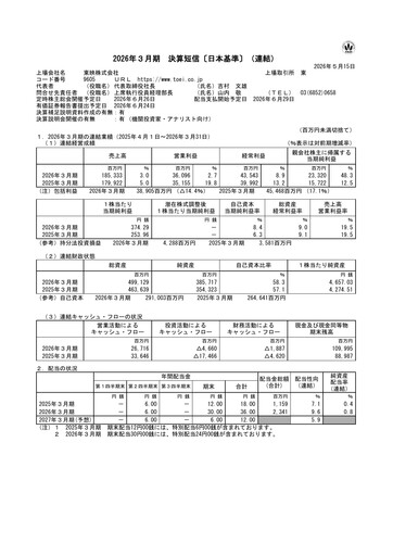 Thumbnail Toei Company Financial Report fy2026