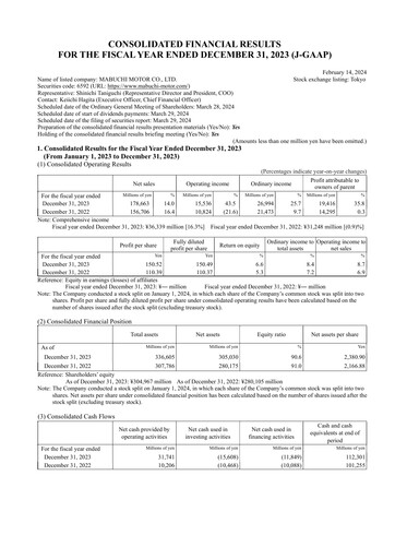 Vorschaubild Mabuchi Motor Finanzmitteilung 2023