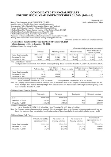 Vorschaubild Mabuchi Motor Finanzmitteilung 2024