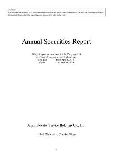 Thumbnail Japan Elevator Service Holdings Financial Report 2019