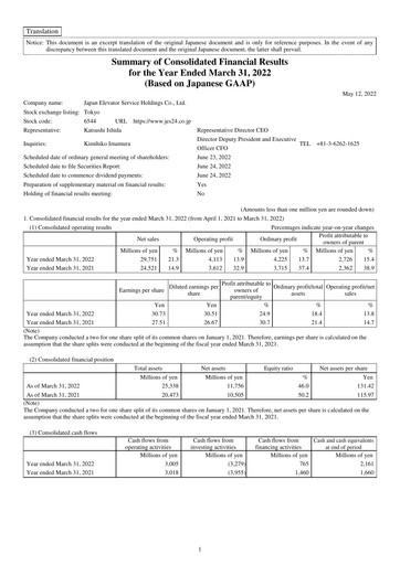 Thumbnail Japan Elevator Service Holdings Financial Statement 2022