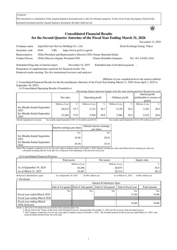 Thumbnail Japan Elevator Service Holdings Half-year Report 2026-h1