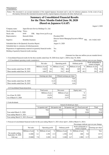 Thumbnail Japan Elevator Service Holdings Quarterly Report 2021-q1