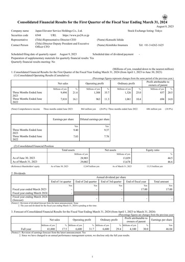 Thumbnail Japan Elevator Service Holdings Quarterly Report 2024-q1