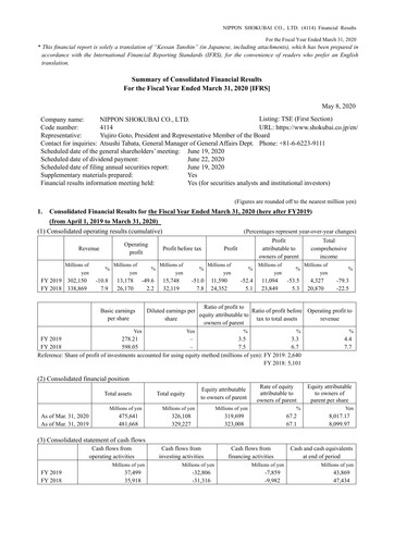 Thumbnail Nippon Shokubai Financial Statement fy2019