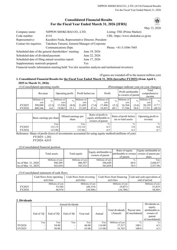 Thumbnail Nippon Shokubai Financial Statement fy2025