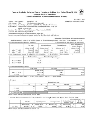 Miniature Hino Motors Rapport semestriel 2026-h1