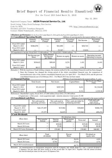 Thumbnail AEON Financial Service Financial Report fy2013